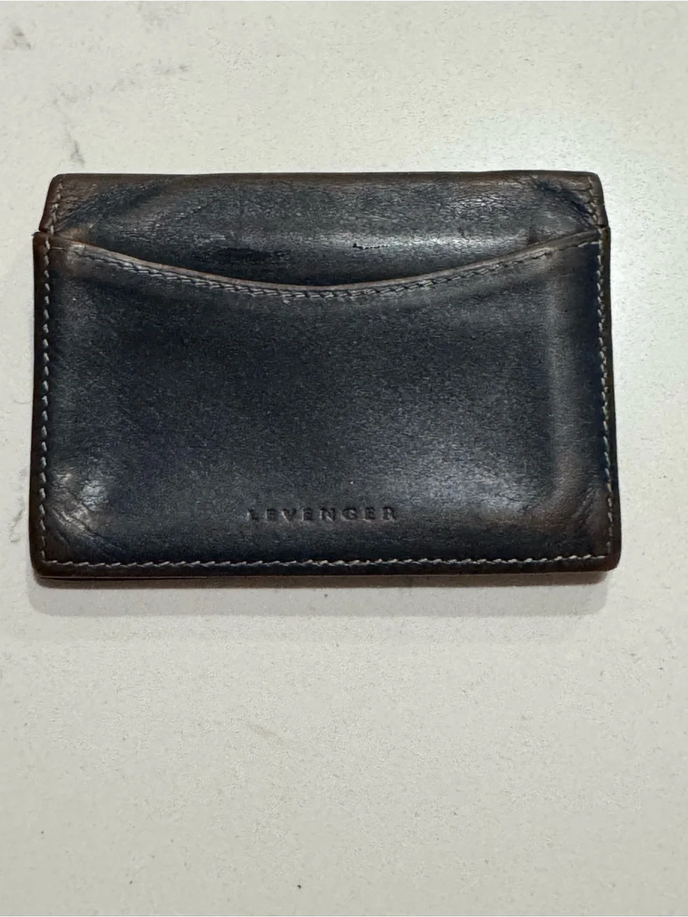 Levenger Navy Leather Portfolio with Debossed Logo